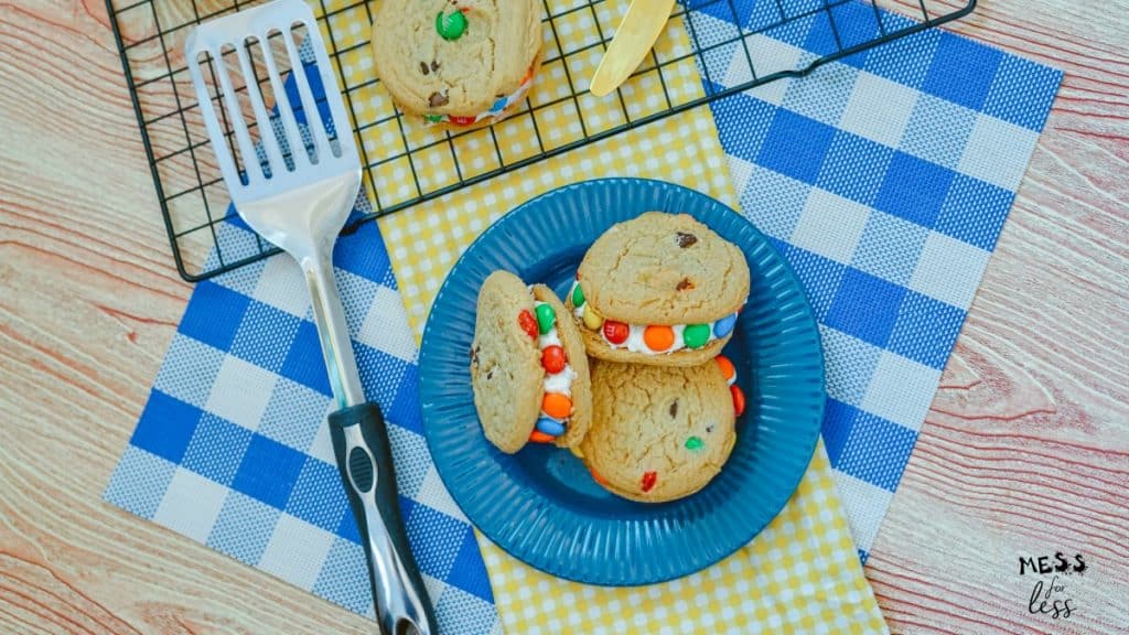 m&M cookie sandwiches