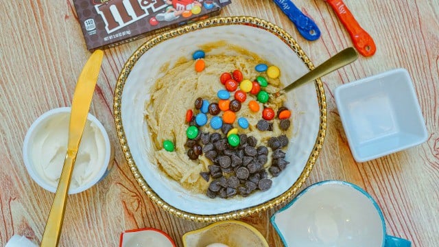 M&M cookie batter