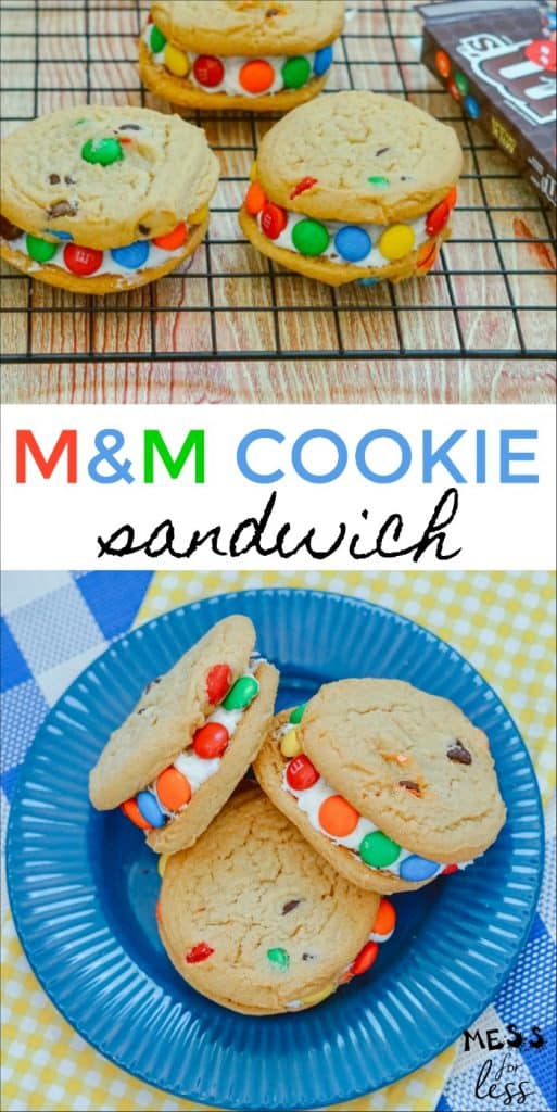 What's better than M&M's? M&M cookie sandwiches combine your favorite candy with a yummy cooking and frosting. Such a delicious treat!