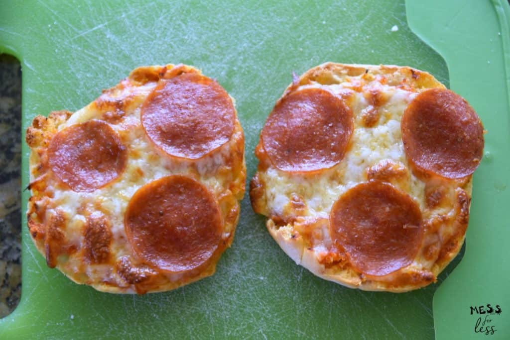 Kid Made English Muffin pizzas