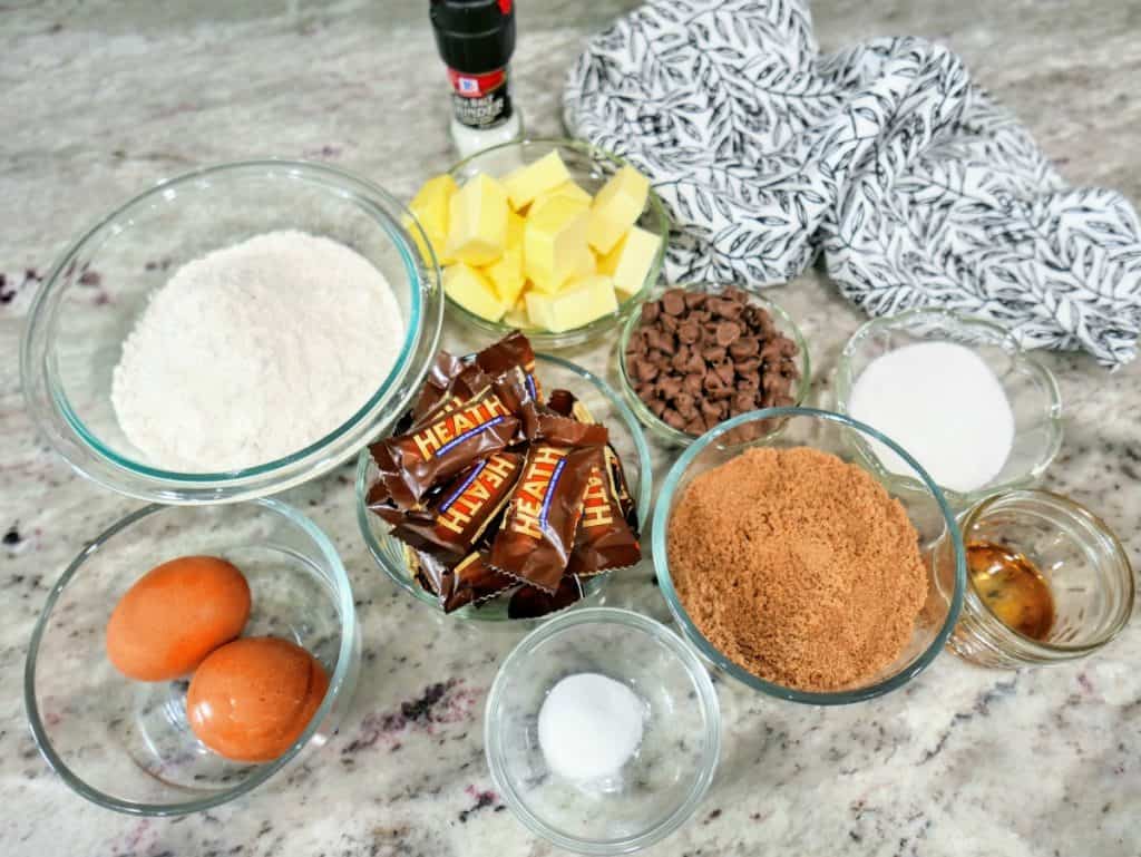 ingredients to make heath bar cookies