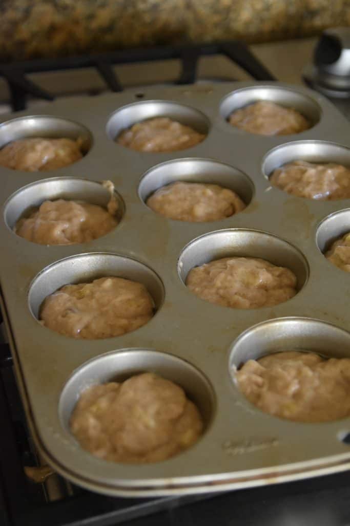 muffin batter in muffin pan