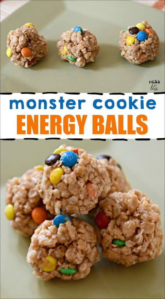 Monster Cookie Energy Balls make a great breakfast or snack. Packed with oats, honey and peanut butter, they are filling and delicious!