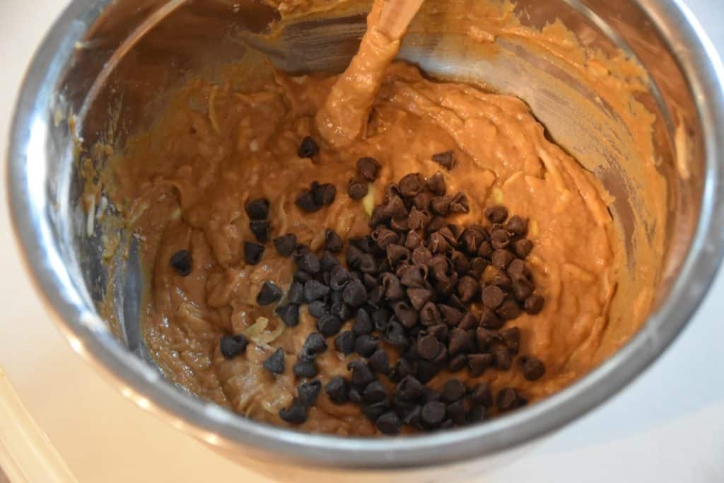 pumpkin bread batter with chocolate chips