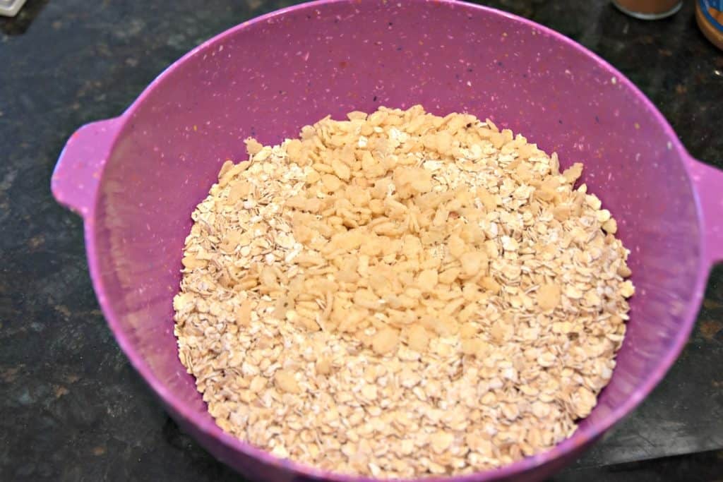 rice krispies and oats in a bowl