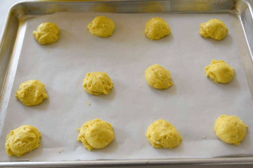lemon cookies on a cookie sheet
