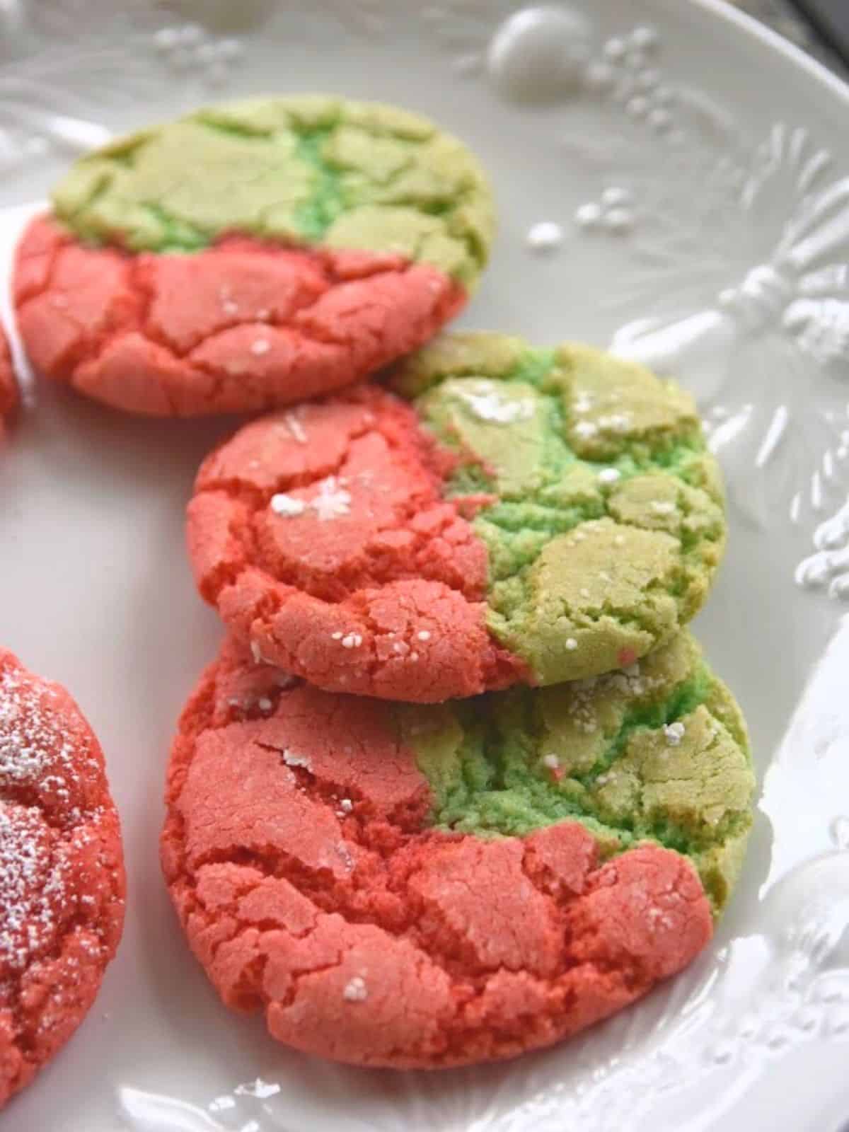 red and green christmas cookies.