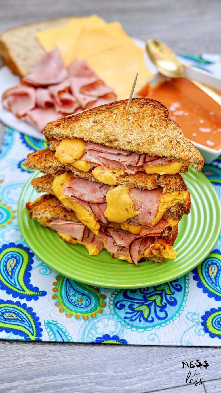Air Fryer Grilled Ham and Cheese Sandwich Mess for Less