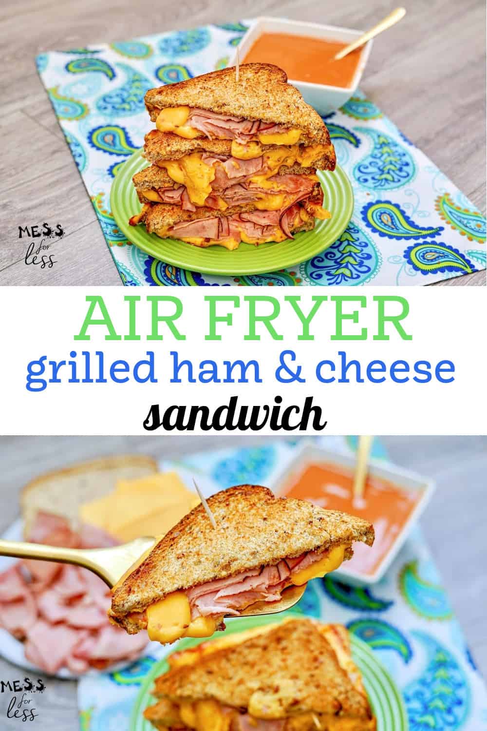 Air Fryer Grilled Ham and Cheese Sandwich