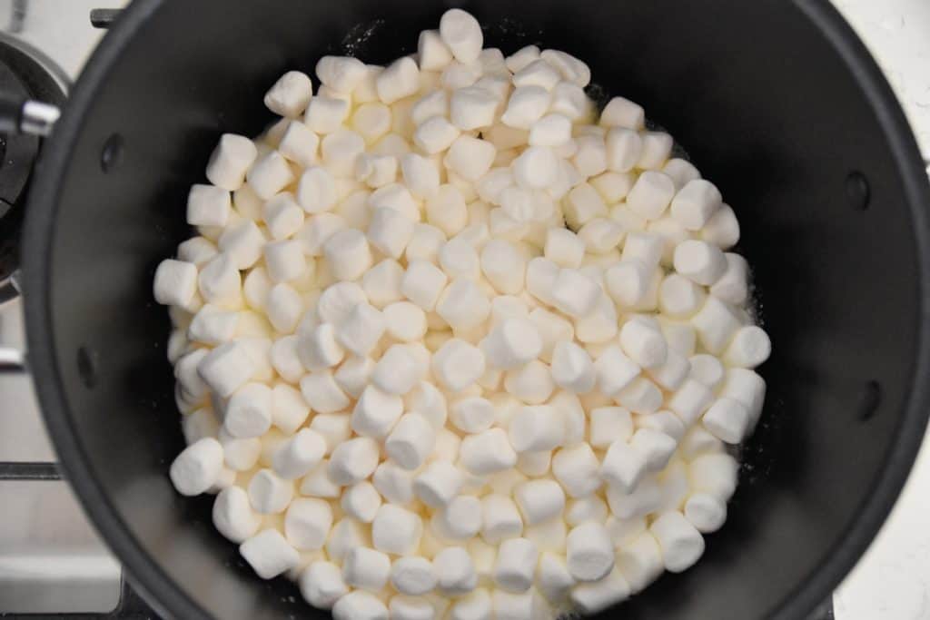 mini marshmallows in a sauce pan