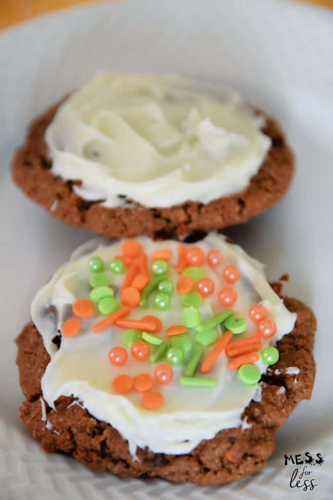 Cake Mix Carrot Cake Cookies with frosting