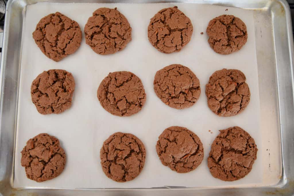 carrot cake cookies on a cookie sheet