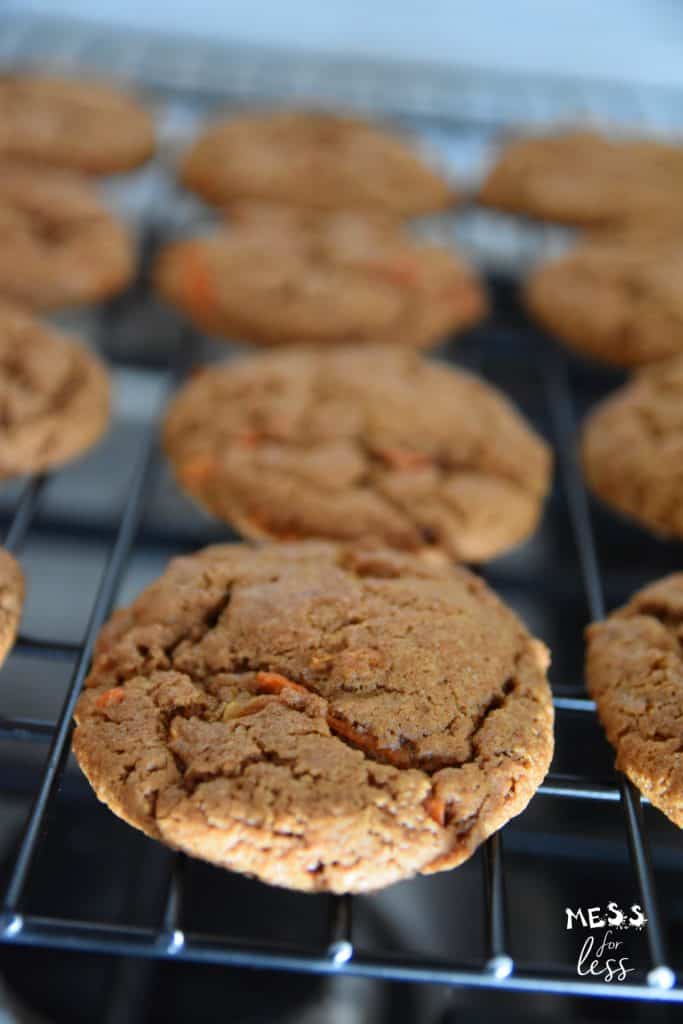 carrot cake cookies on a cooling rack