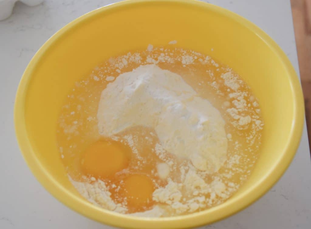 cake mix egg and oil in a bowl