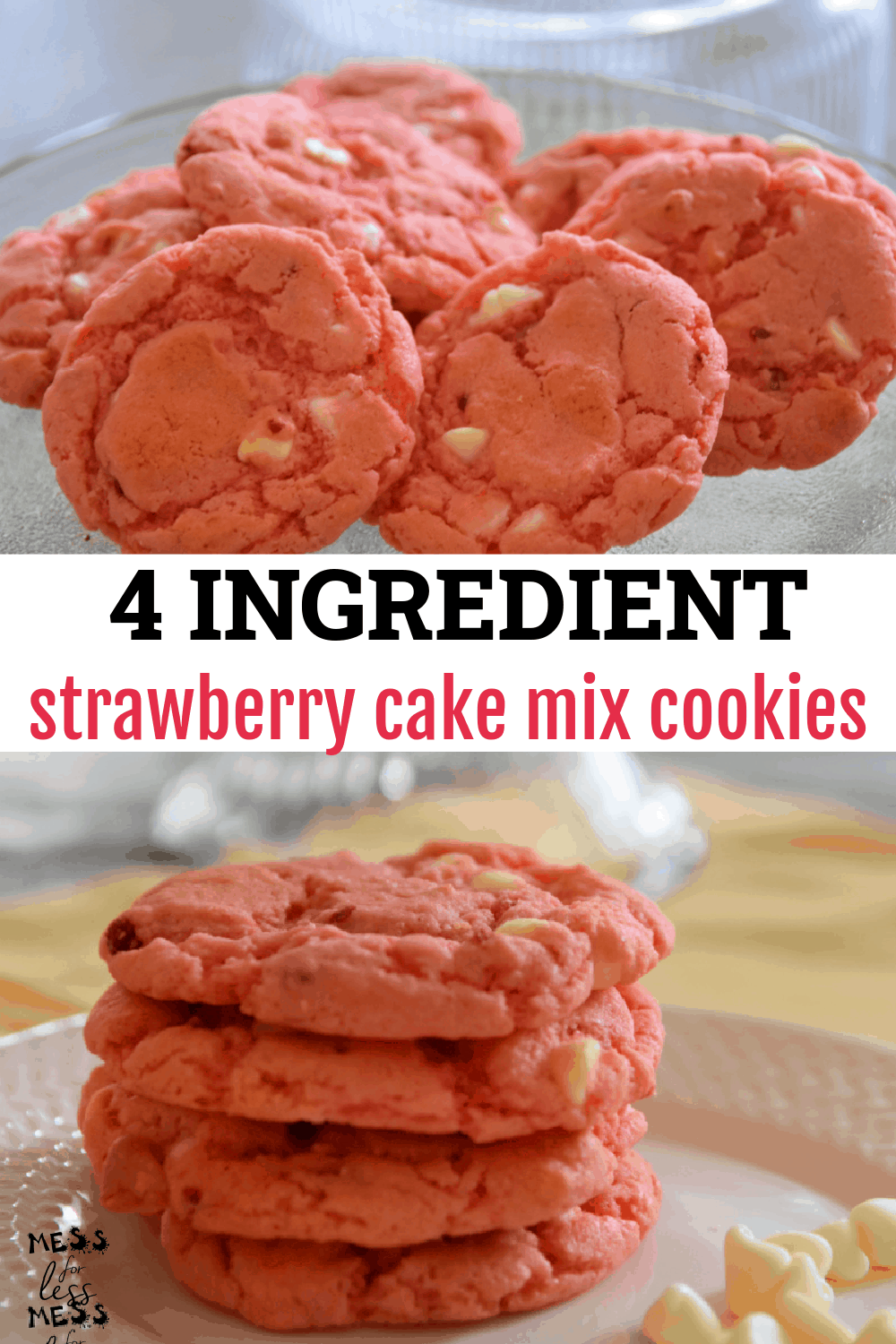 4-Ingredient Strawberry Cake Mix Cookies