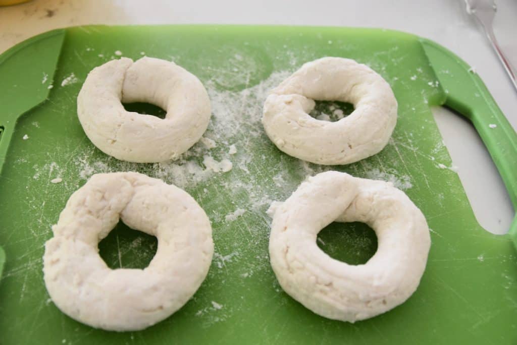 dough formed into bagels