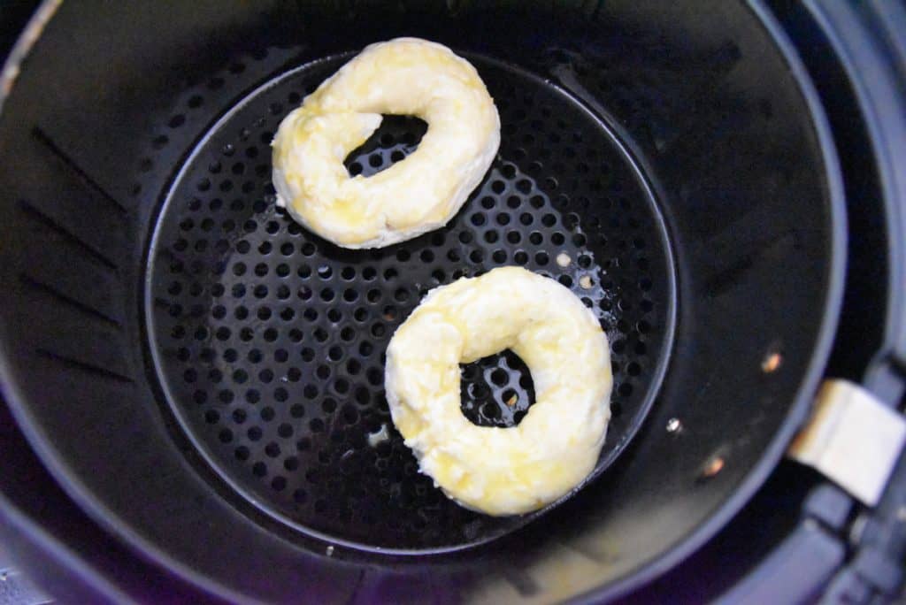Two Ingredient Bagels in an air fryer