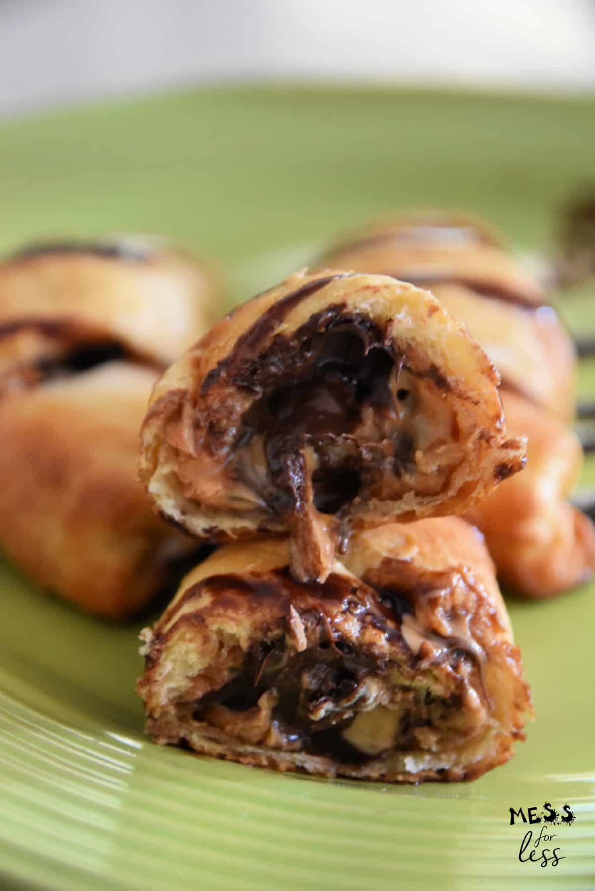 inside filling of a chocolate chip peanut butter crescent roll