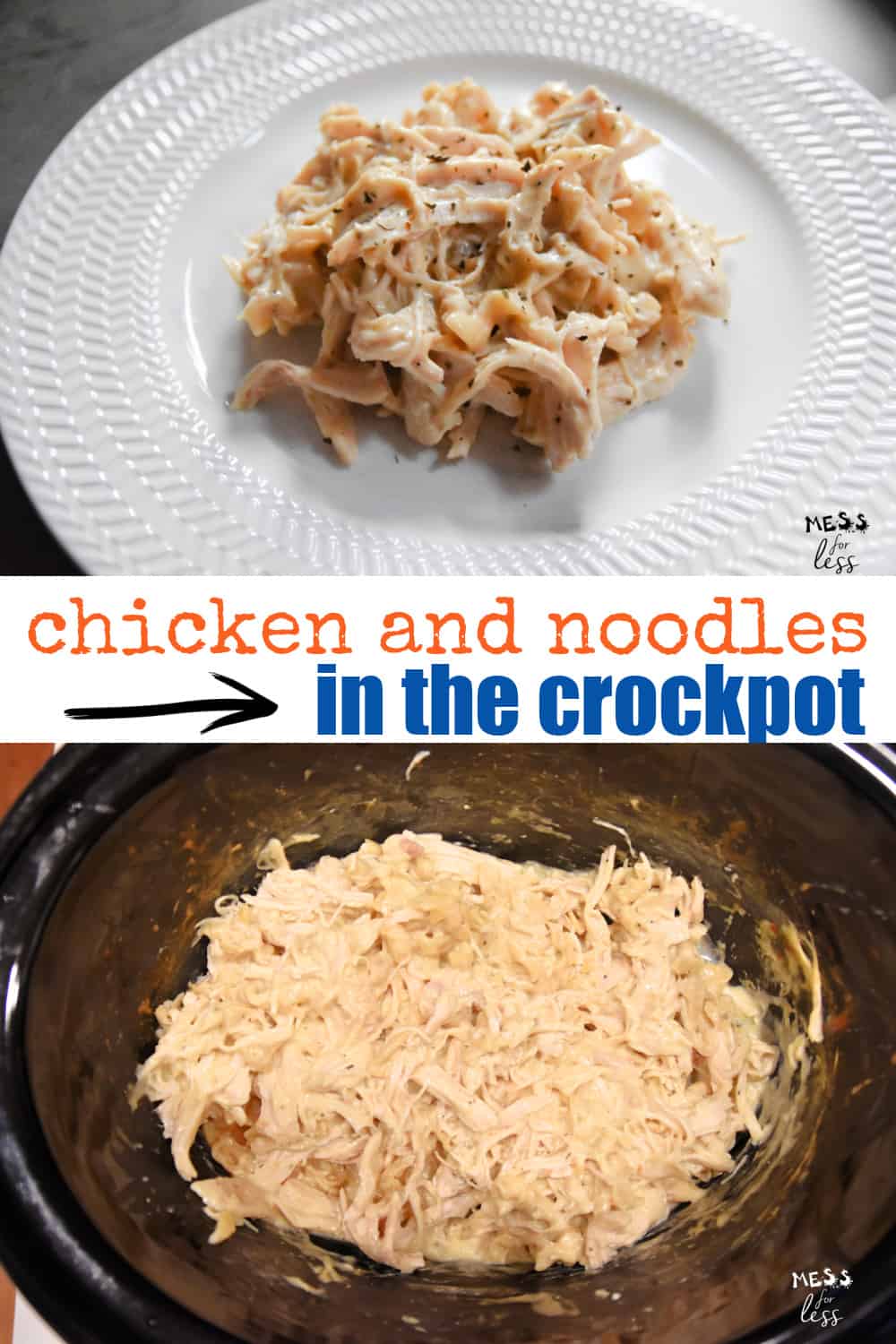 This Crockpot Chicken and Noodles recipe is the ultimate in comfort food and perfect when you are pressed for time as you can just throw it in the slow cooker and walk away. After a few hours, you'll have moist and deliciously flavored chicken that goes perfectly with egg noodles.