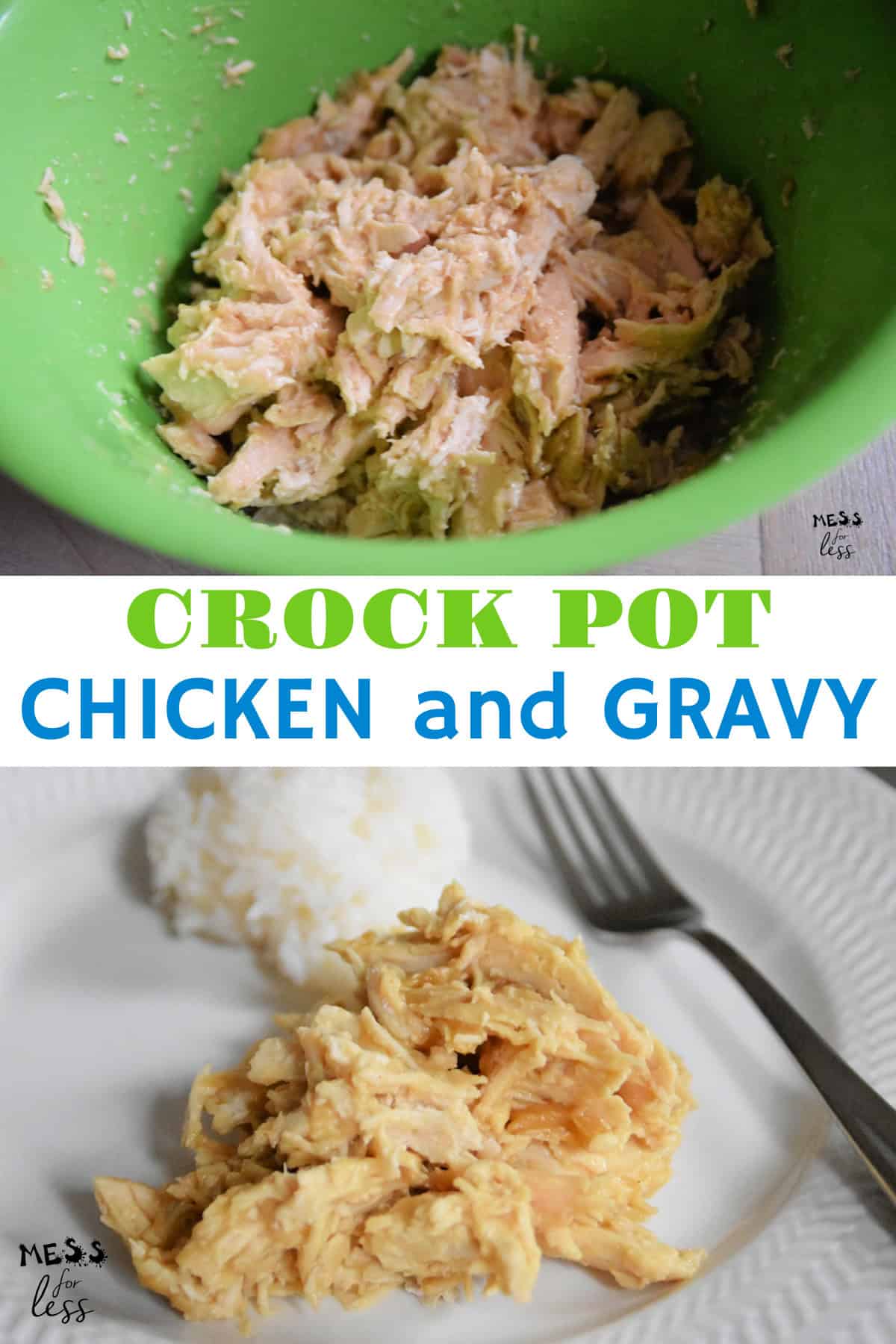 Crockpot gravy chicken is one of my go-to dishes that my family asks for again and again. You only need 3 ingredients to make it and you can serve it with a  variety of sides. 