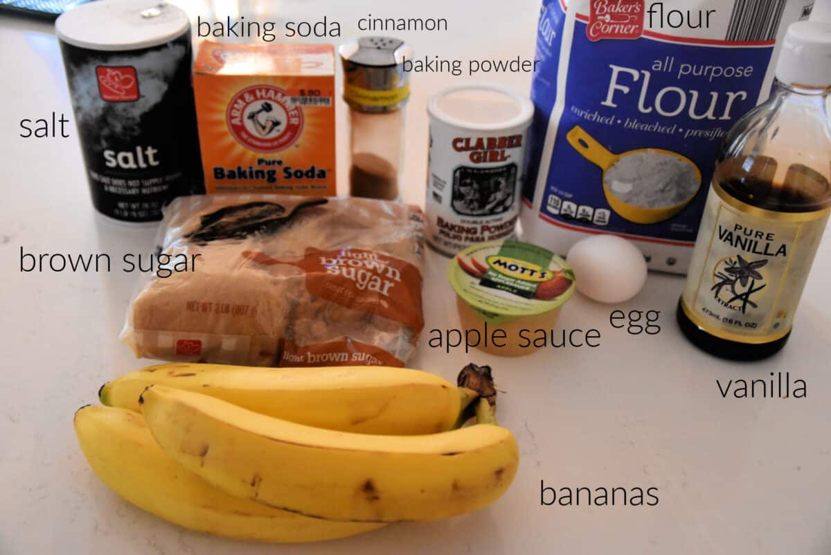 Ingredients for banana muffins in the air fryer