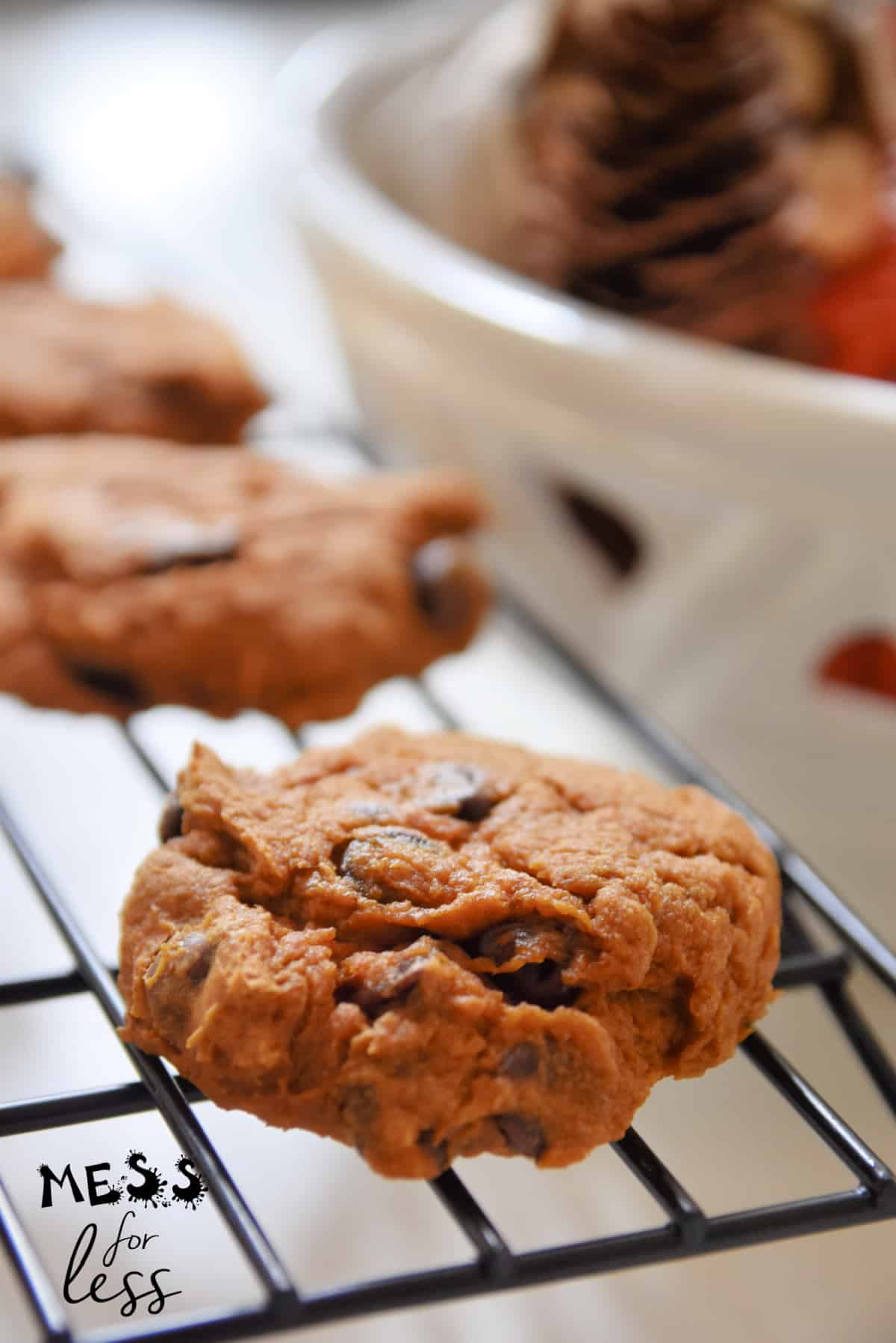 pumpkin cookies on a cooling rack