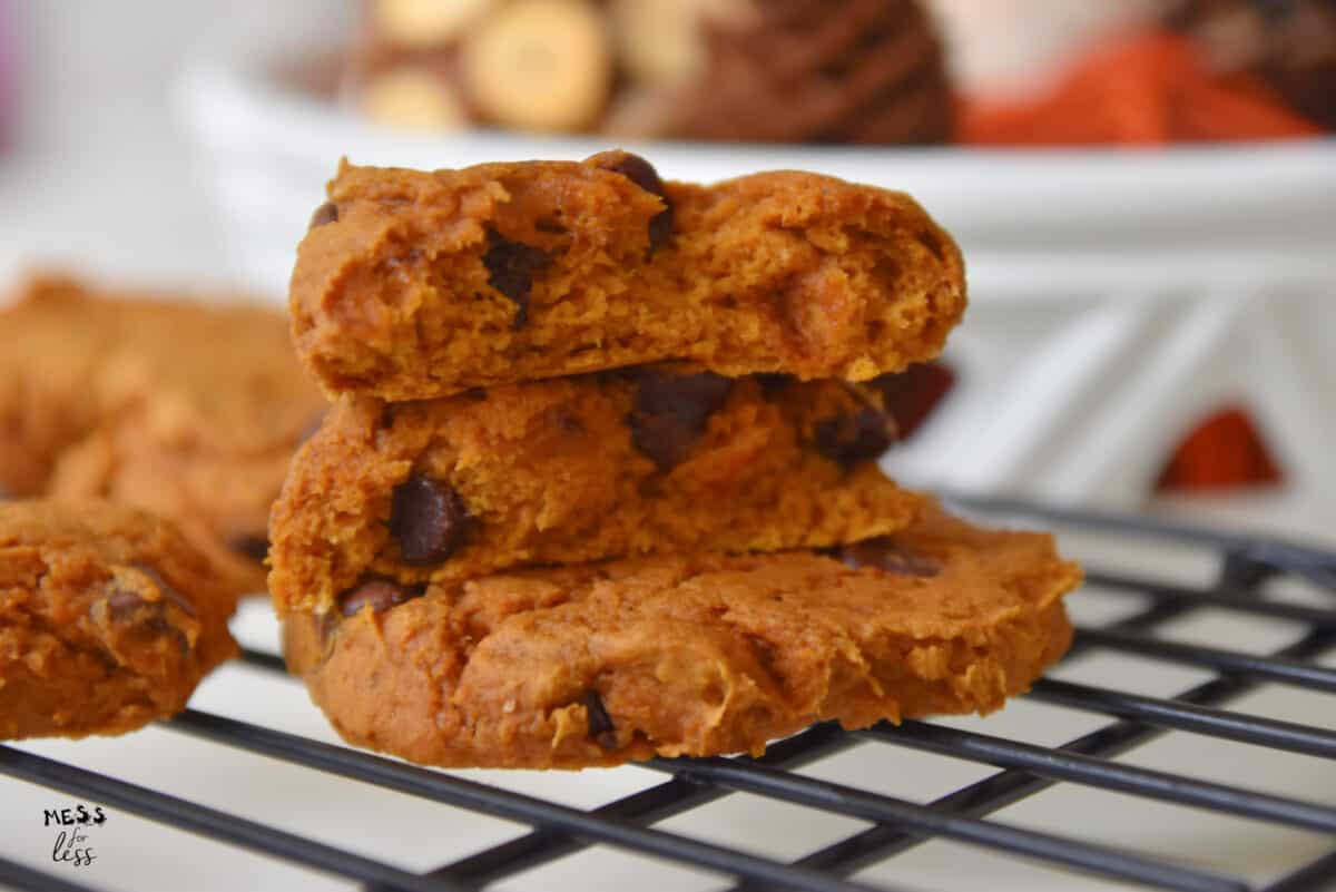 pumpkin spice cookies with cake mix on a cooling rack