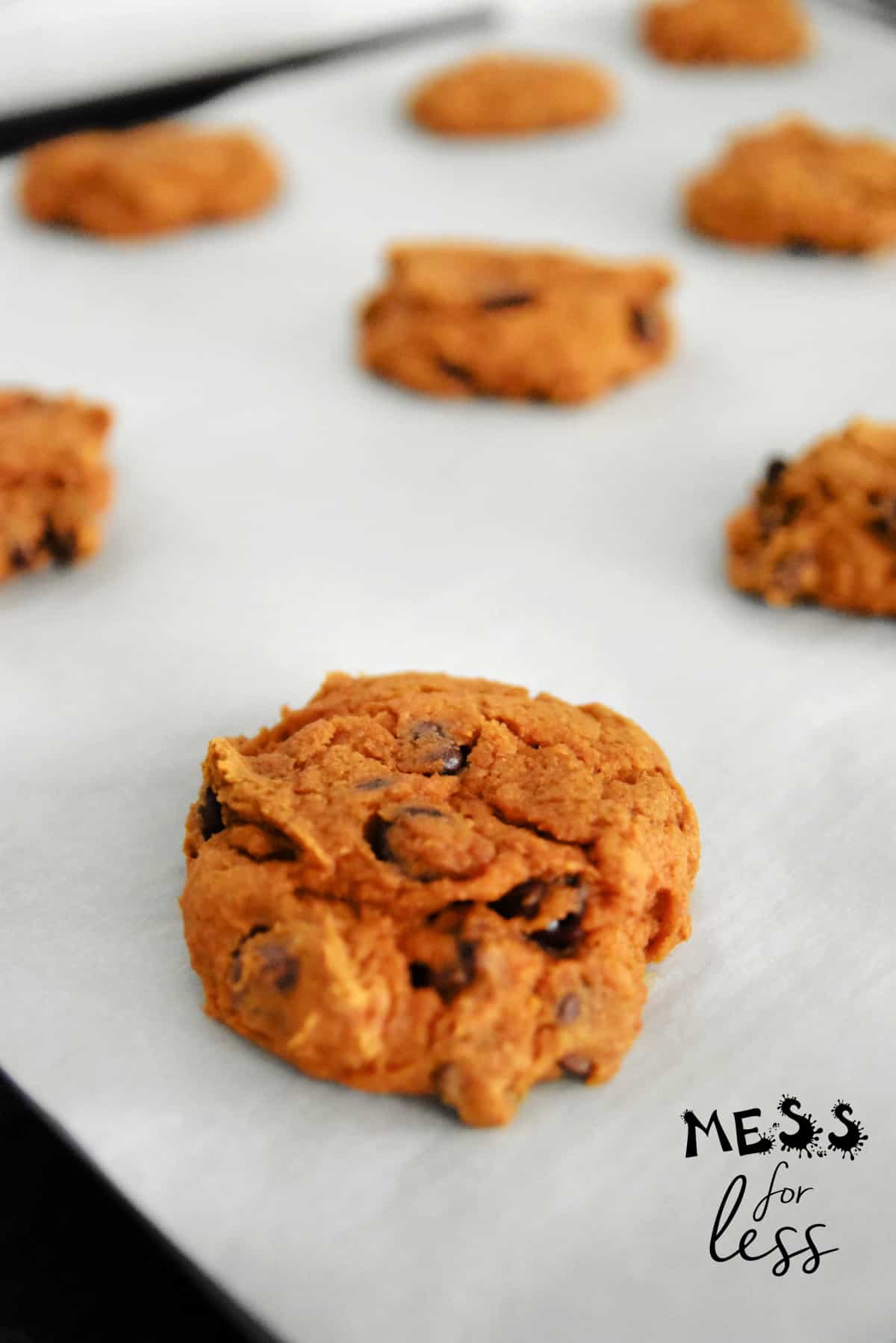 pumpkin spice cookies on a cookie sheet