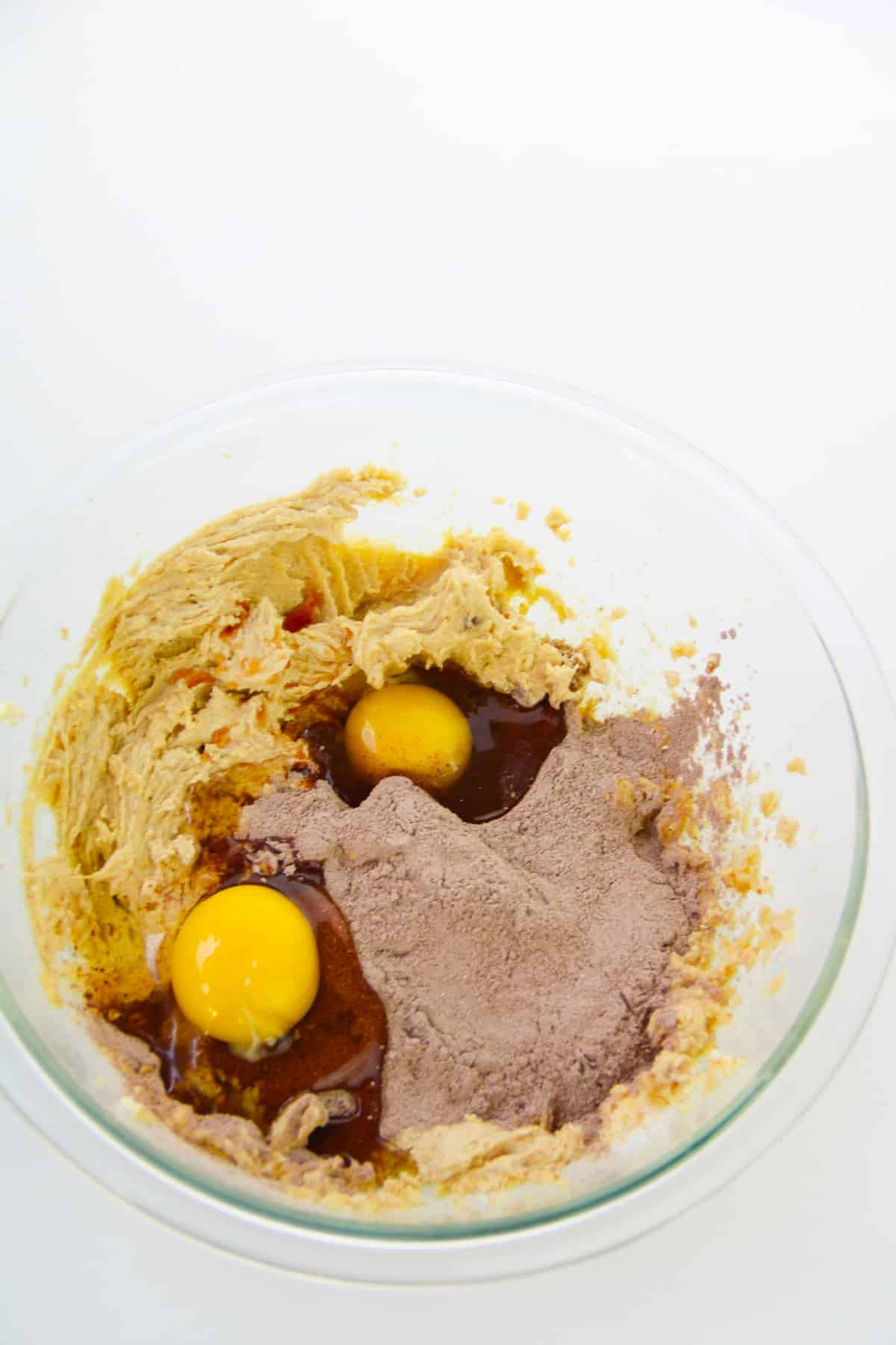 cookie batter with eggs and pudding mix