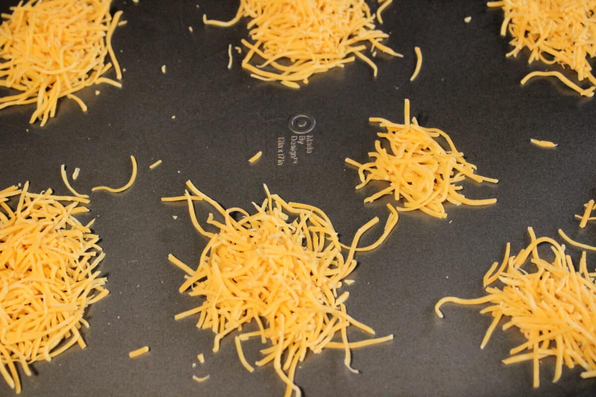 shredded cheese on a pan