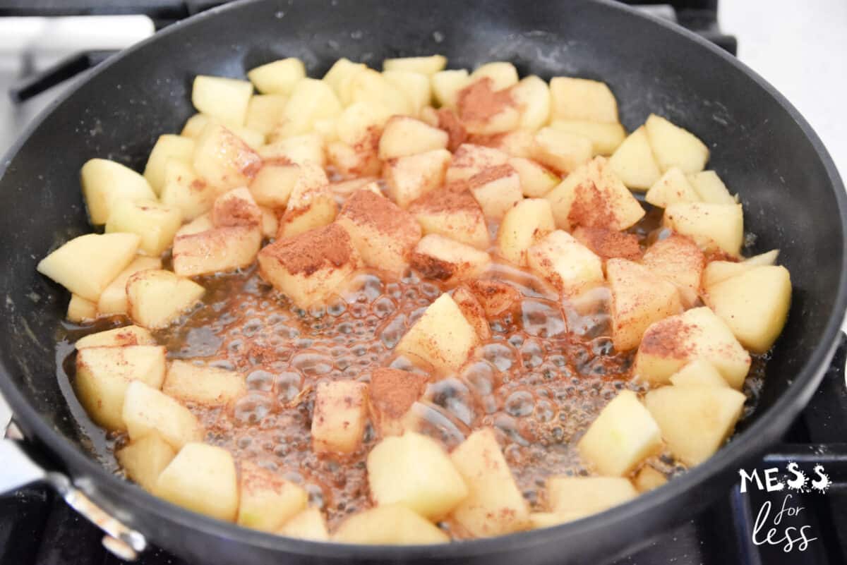 apples cooking in cinnamon and sugar