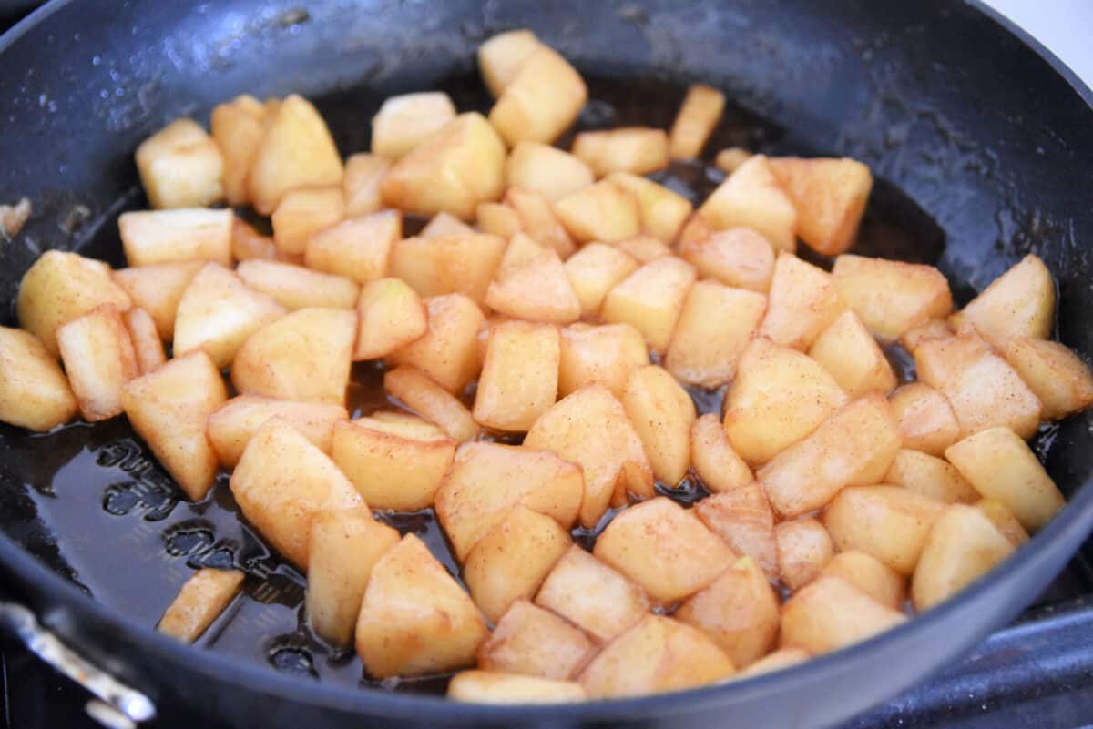 apples cooking in a frying pan