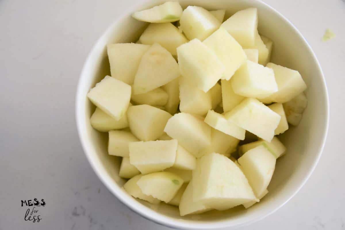 chopped apples in a bowl