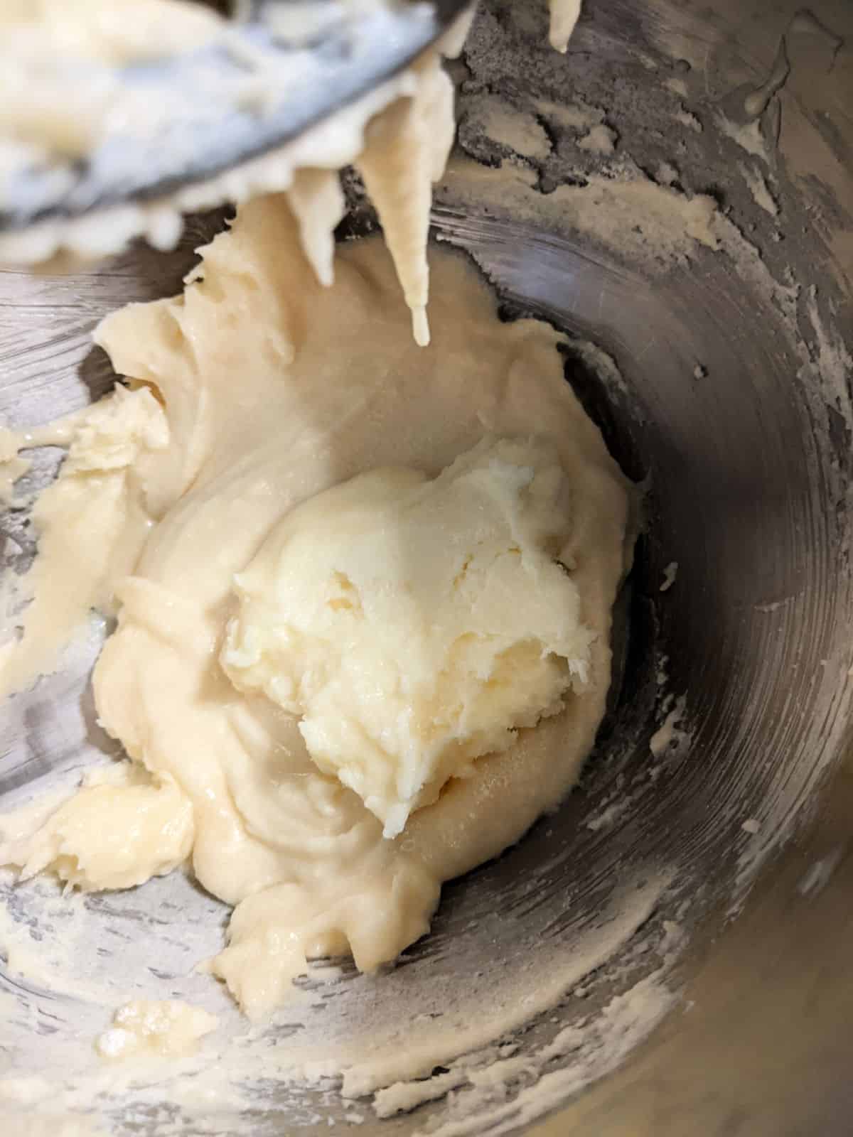 creamed butter and condensed milk in a stand mixer