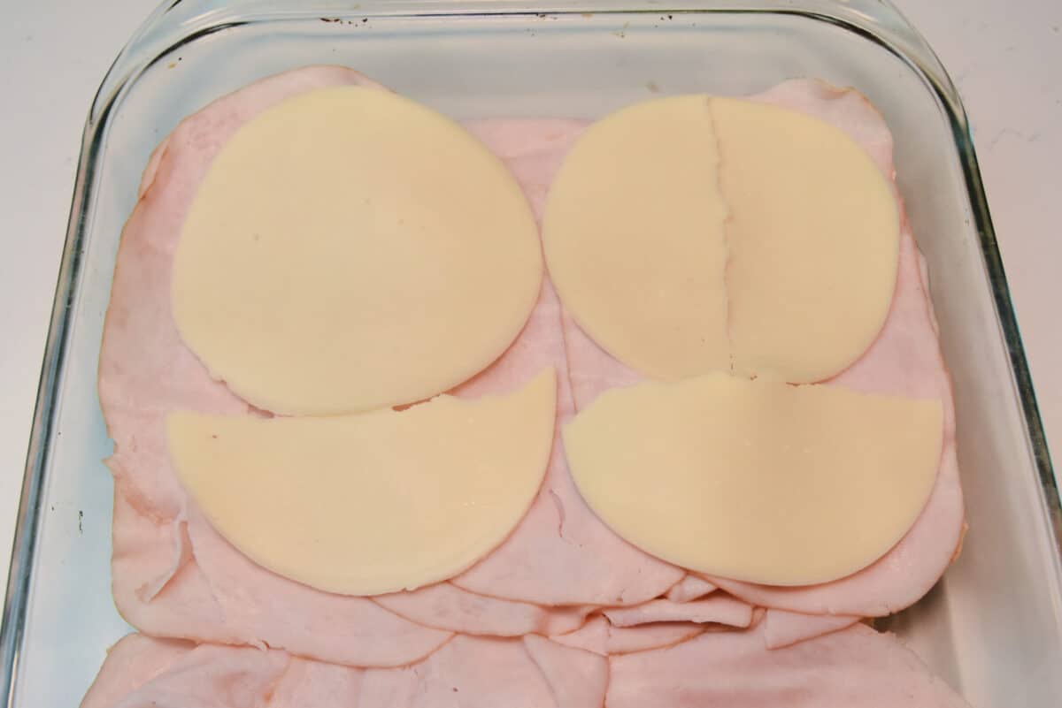 provolone on sliced ham