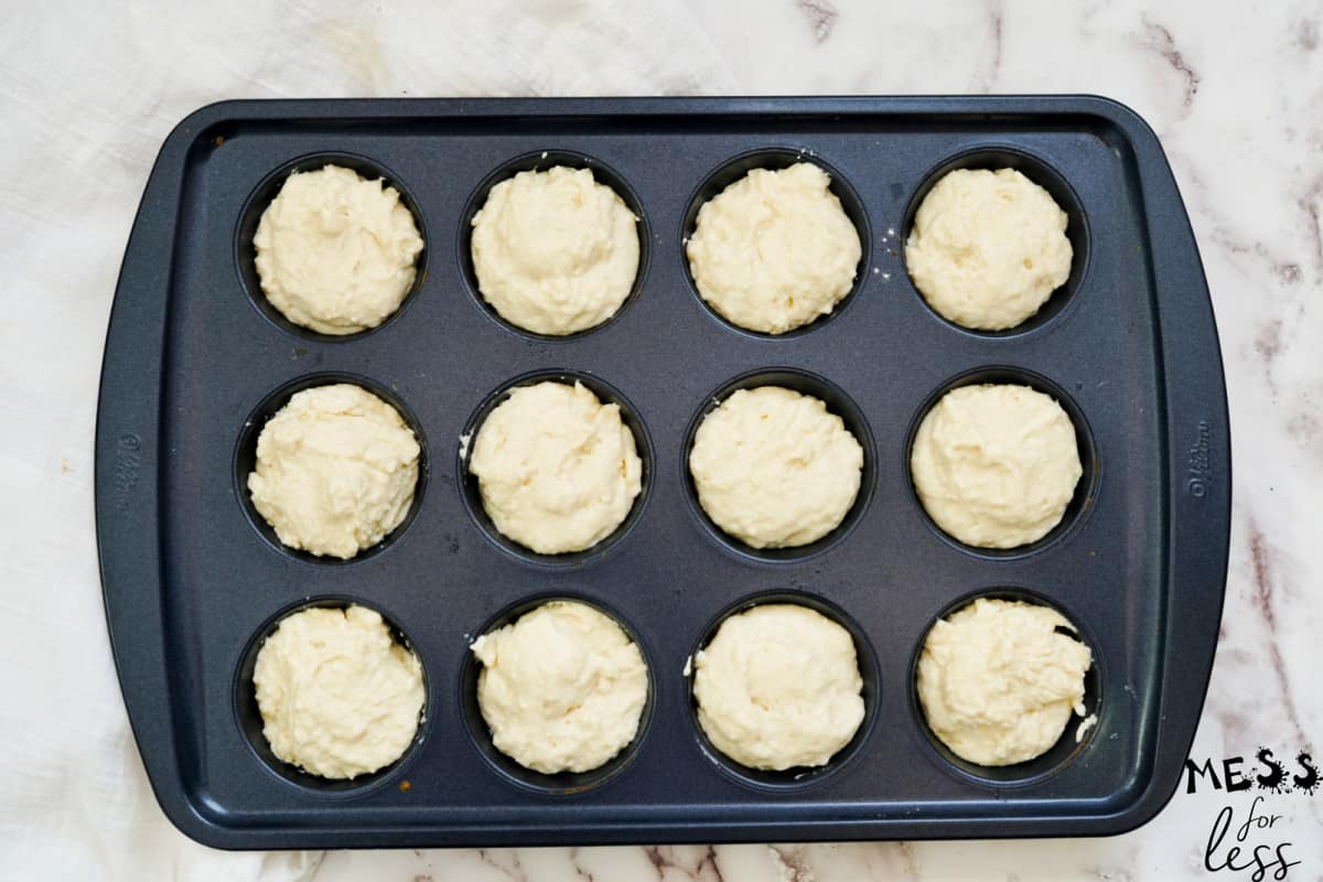 pancake mix in a muffin tin