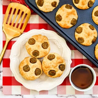 pancake mix muffins on a white plate 1