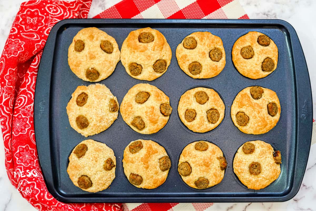 pancake muffins on a muffin tin