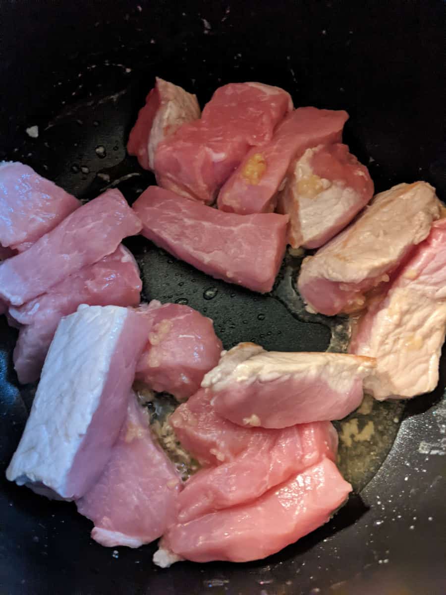 browning sliced pork