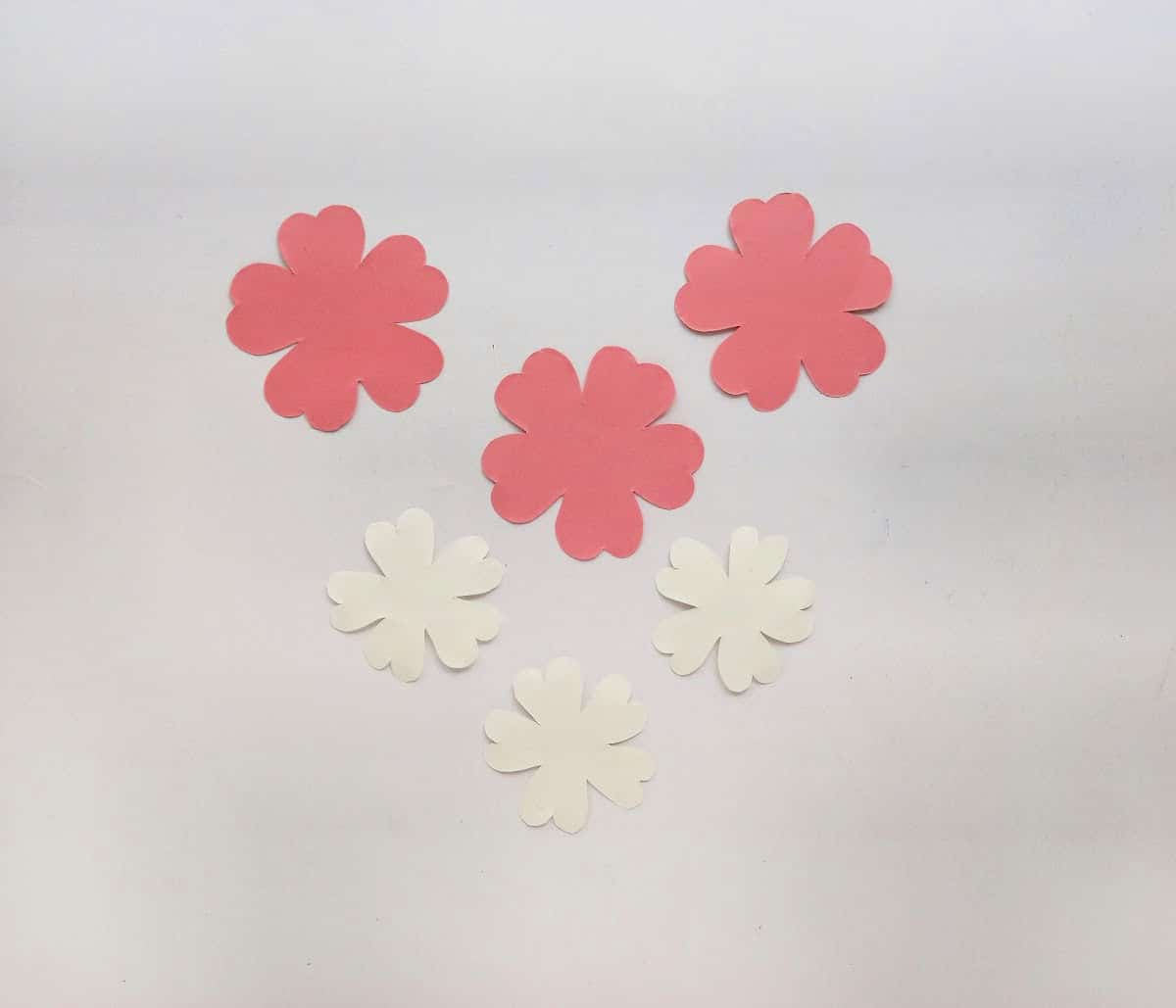 cut out pink and white flowers