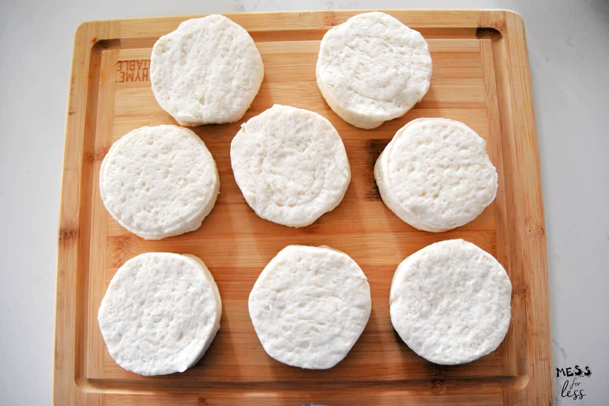 biscuit dough on a cutting board