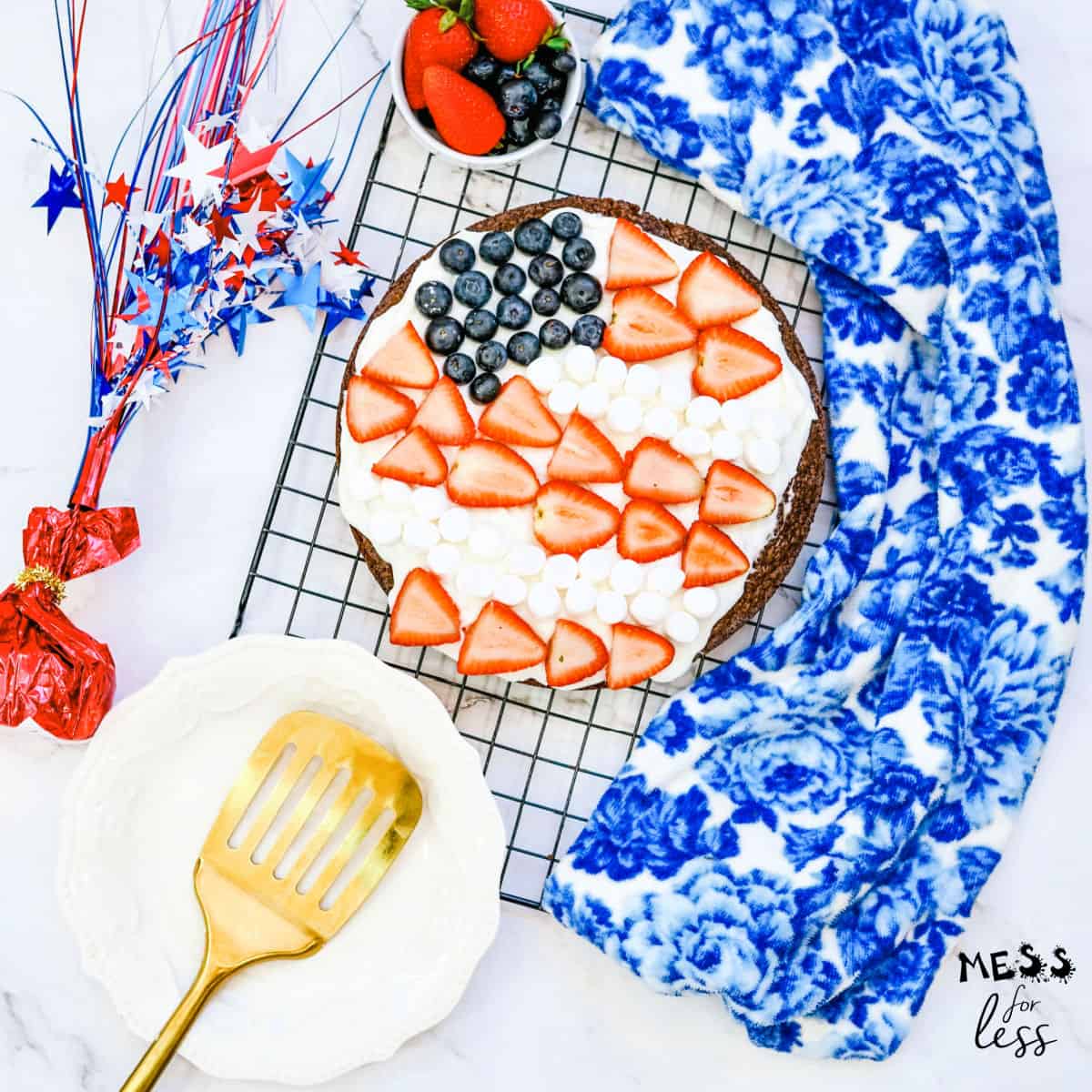 4th of July Brownies Cake from Mess for Less