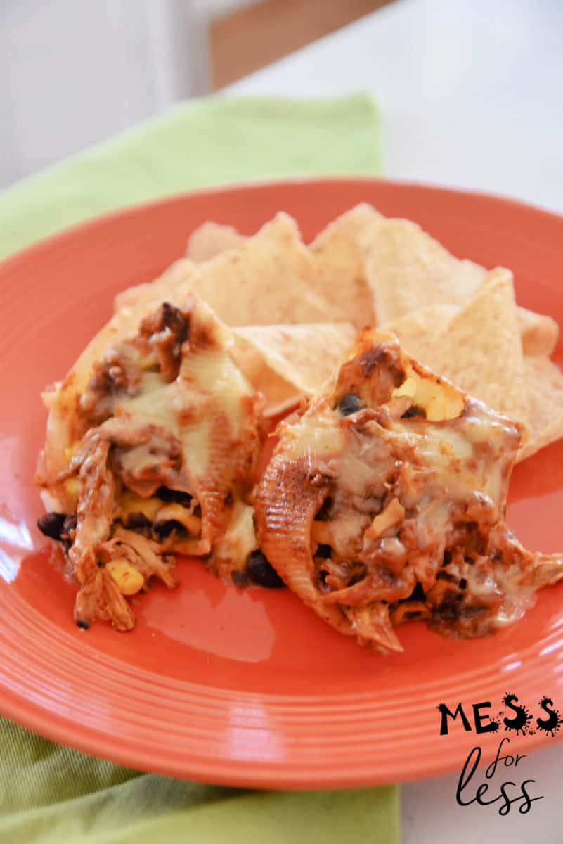 taco stuffed shells with chips