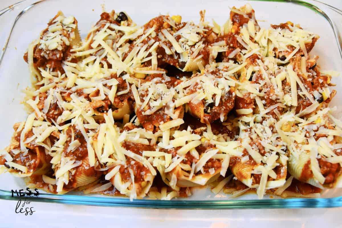 taco stuffed pasta shells with cheese