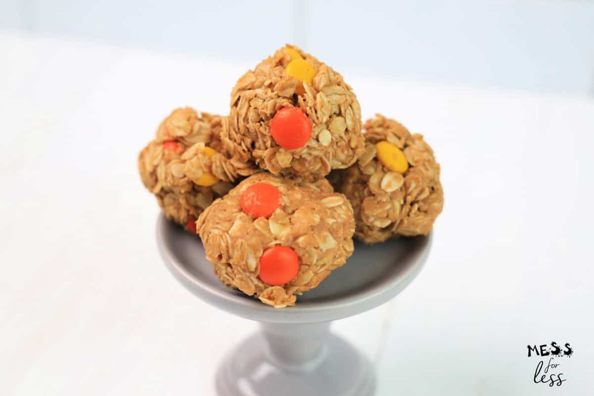reeses protein balls on serving dish