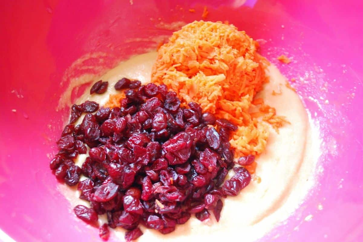 craisins and carrots in a bowl