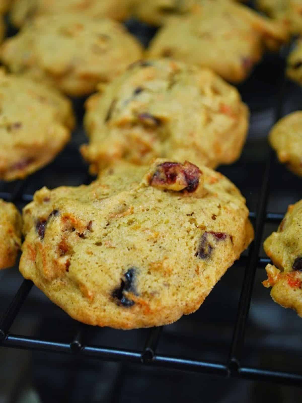 carrot cake cookies on wire rack