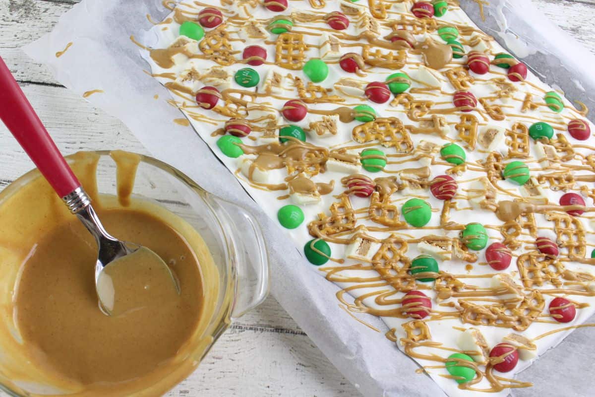 M&M Pretzel Bark • Domestic Superhero