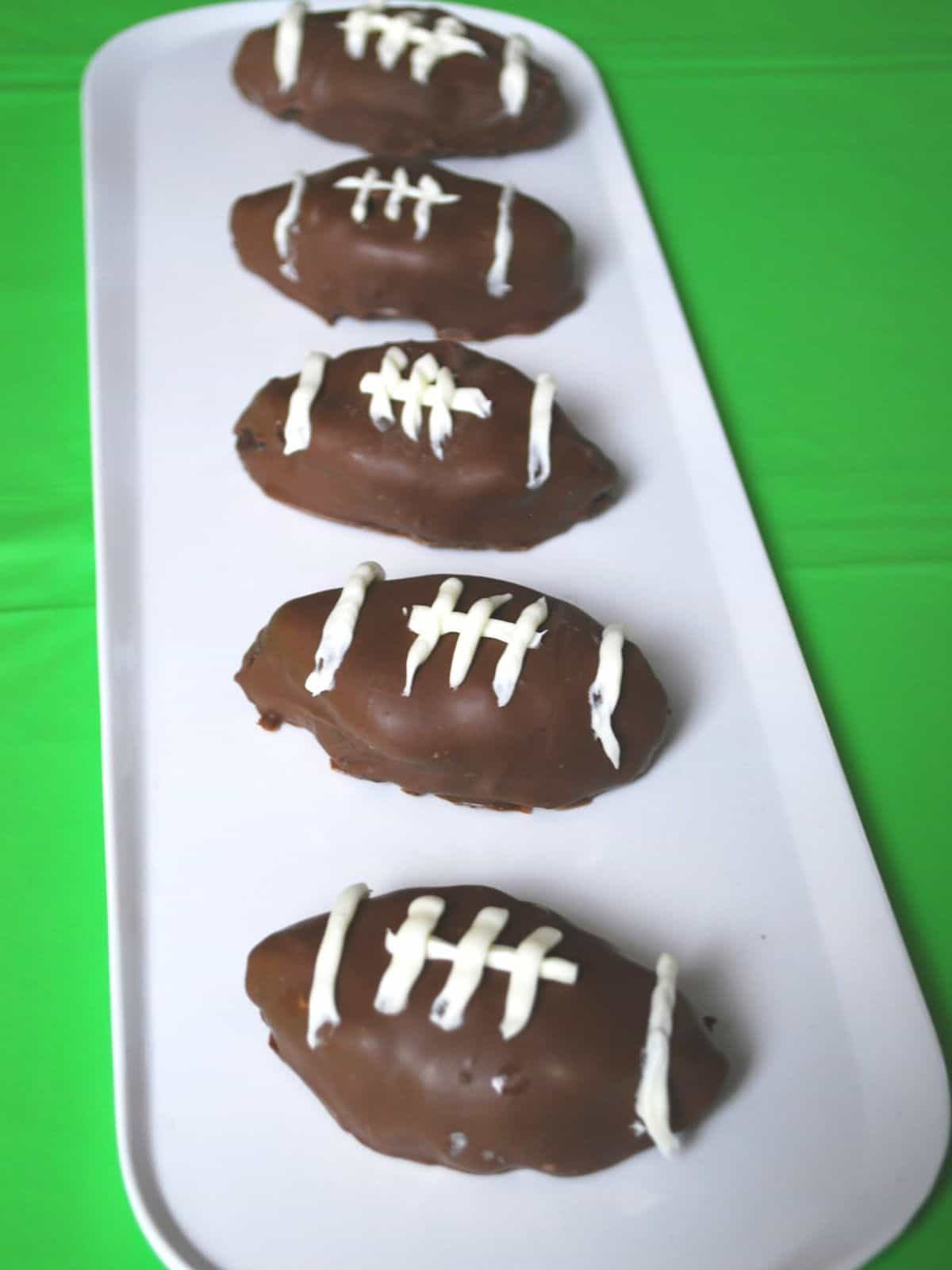 football brownies on tray