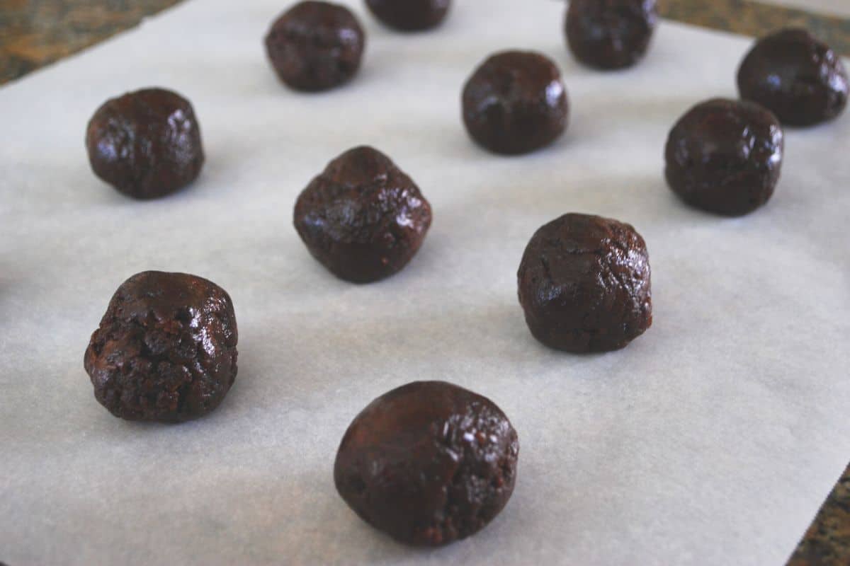 brownie balls on tray